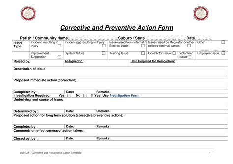 concern and corrective action report template